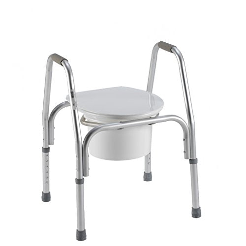 PCP Raised Toilet Seat with Safety Frame Bedside Commode and Elevated, White