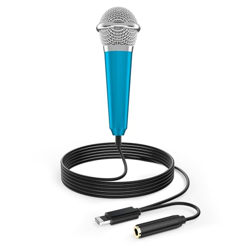 Mini Microphone for iPhone iPad Small ASMR Tiny Microphone for Voice Video Recording Singing, Vlogging, Podcasting YouTube (1 PCS Blue)