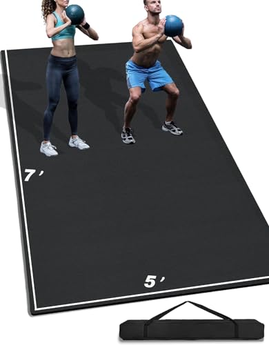 7' x 5' x 7mm Extra Large Exercise Mat, [35 Sq.Ft] Heavy-Duty & Extreme Non-Slip Rubber Gym Flooring for Home Gym, Pro Yoga Mat Gym Mat for Home Workout & Exercise Equipment, Shoe-Friendly