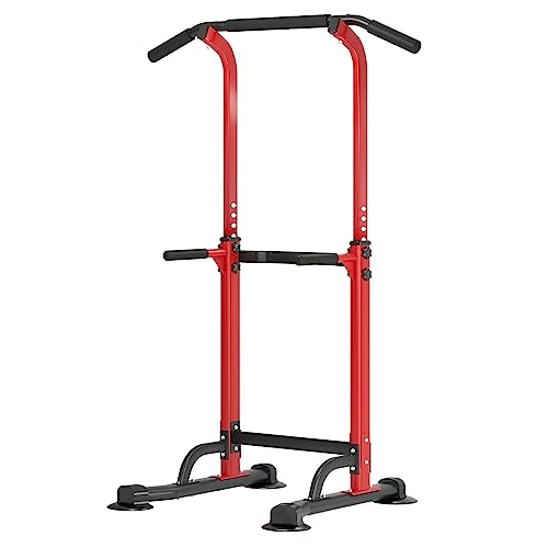 soges Power Tower Pull Up Bar Station, Free Standing Pull Up Rack Dip Station for Home Gym, Height Adjustable Home Strength Training Fitness Workout Equipment