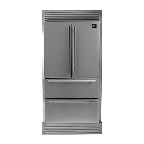 Forno Moena 40" Wide (36" + 4" Trim Kit) Refrigerator and Freezer 19.2 Cu.Ft with Trim Kit Grill - French Door Counter Stainless Steel Freestanding Fridge with Ice Maker