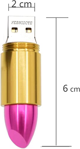 FEBNISCTE Portable USB Flash Drive 64GB Fashion Metal Lipstick Shape Style USB2.0 Memory Stick Pen Drive Data Storage Device Pendrive with Key Ring