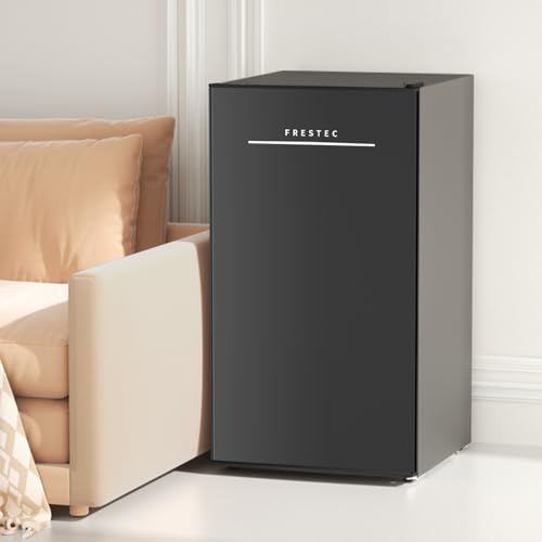Frestec 3.1 Cu.Ft Mini Fridge for Bedroom, Mini Refrigerator with freezer, Dorm Fridge with Freezer, Reversible Door Perfect for Room and Office, Adjustable Temperature(without Handle, Black)