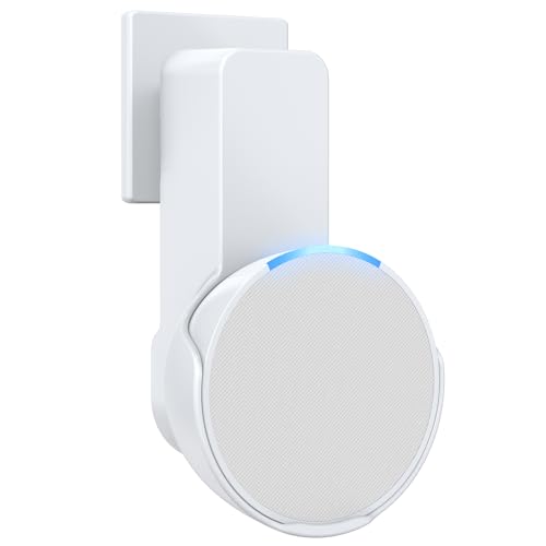 Maxonar Wall Mount for Ech0 P0p, Ech0 pop Wall Mount Speaker Stand Holder No Screws and Drill Needed Cable Hidden Storage - White
