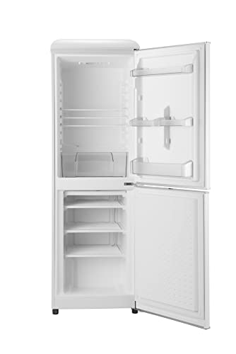 Galanz GLR74BWER12 Bottom Mount Retro Refrigerator Frost Free Dual Door Fridge Adjustable Electrical Thermostat Control, 7.4 Cu Ft, White