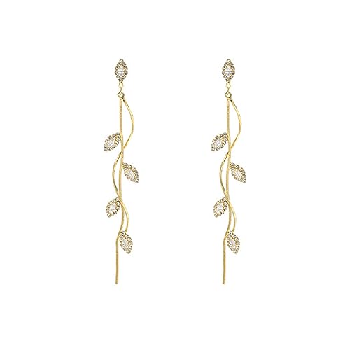 Crystal Wedding Earrings for Bridal Bridesmaid ，Bride Drop Earrings Gold Chandelier Dangle Earrings for Women， Cubic Zirconia Rhinestone Dangling Earrings Prom Party Jewelry Gifts