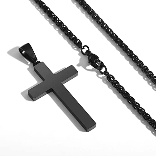 P. BLAKE Stainless Steel Cross Pendant Necklace for Men Boys, Christian Cross Pendant with 16-24 Inches Chain Cross Necklace Jewelry Gifts