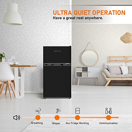 Frestec 3.1 CU' Mini Fridge with Freezer,2-Door Compact Refrigerator,Small Refrigerator for Bedroom Dorm Office Apartment, Black (FR 302 BK)