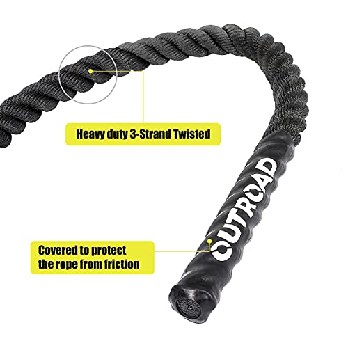 Battle Ropes 1.5 inch 30 ft - Polyester Workout Rope Heavy for Home Body Workouts Building Muscle, Black