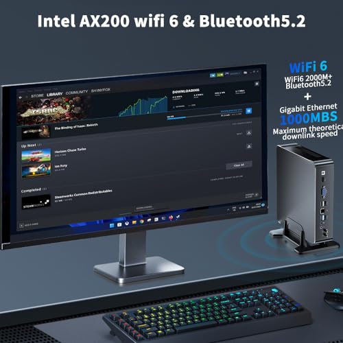 Mini PC i9-10885H 8 Cores Up to 5.3GHz, Deaktop Computer Windows 11 pro, 32G DDR4 RAM 1T M.2 NVME SSD, 4K HDMI2.0 VGA Dual Display, Wifi6 Bluetooth5.2, Gigabit LAN for Office/Hone/HTPC