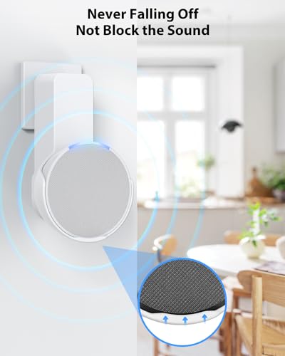Maxonar Wall Mount for Ech0 P0p, Ech0 pop Wall Mount Speaker Stand Holder No Screws and Drill Needed Cable Hidden Storage - White