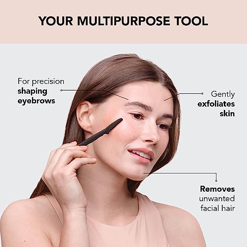 Kitsch Dermaplaning Tool - Face Razors for Women and Men, Eyebrow Trimmer & Face Shaver for Women, Facial Hair Removal for Women and Men, Dermaplane Razor for Women Face, 12 pc (Black)