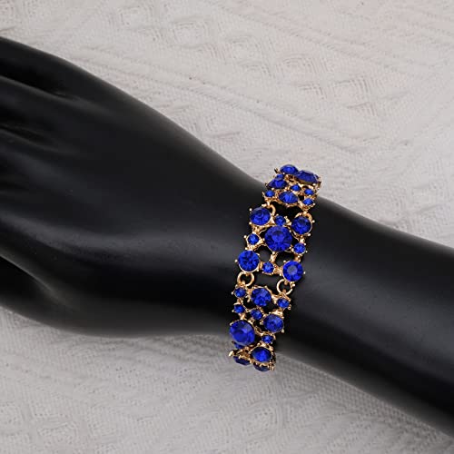 Women's Statement Necklace Earrings Link Bracelet Set for Bride Austrian Crystal Wedding Bridal Costume Jewelry Sets