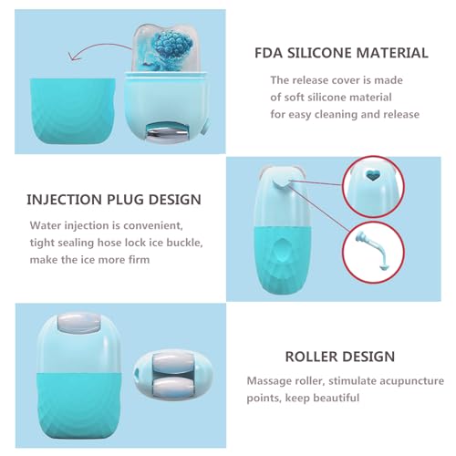 Ice Roller for Face Double Ended, Reusable Jade Roller for Face, Ice Roller for Face Women, Face Roller for Wrinkles and Lifting Skin Care Set, for Face & Eye Puffiness Relief - Blue