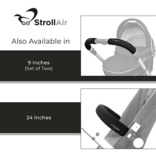StrollAir Universal Handle Sleeve Cover, Grip Bar, Replacement, BOB, Bugaboo, Baby Jogger, Uppa Baby, Bumbleride, Black, 12"