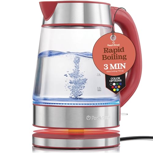 Speed-Boil Water Electric Kettle, 1.7L 1500W, Coffee & Tea Kettle Borosilicate Glass, Wide Opening, Auto Shut-Off, Cool Touch Handle, LED Light. 360° Rotation, Boil Dry Protection