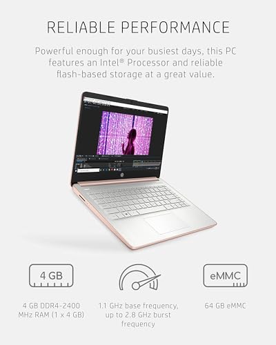 HP Stream 14-inch Laptop for Student and Business - Intel Quad-Core Processor, 16GB RAM, 320GB Storage (64GB eMMC + 256GB Card), 1-Year Office 365, Webcam, 11H Long Battery Life, Wi-Fi, Win11 H in S