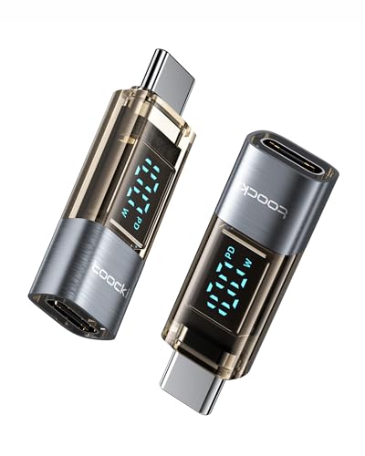 USB C Adapter, 2Pack 100W USB C Female to USB C Male Extension Adapter Type C Power Meter Tester with LED Display for iPad Pro iPhone 15 Pro Max MacBook Pro Laptop and All USB C Cable