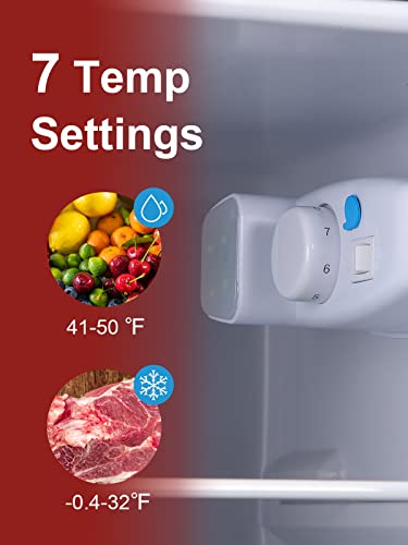 KRIB BLING 3.5 Cu.Ft Refrigerator 2 Door 7 Level Adjustable Thermostat Control Top-Freezer Refrigerator Lock Fresh Energy Saving Red