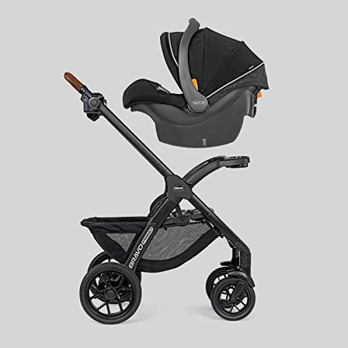Chicco Bravo Primo Trio Travel System, Quick-Fold Stroller with Chicco KeyFit 35 Zip Extended-Use Infant Car Seat and Stroller Combo | Springhill/Black