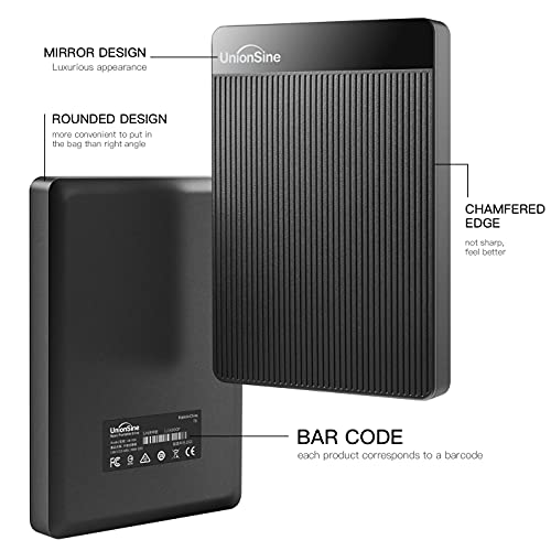 UnionSine 5TB Ultra Slim Portable External Hard Drive USB3.0 HDD Storage Compatible for PC, Desktop, Laptop, Xbox One, Xbox one, PS4(Black) HD2510
