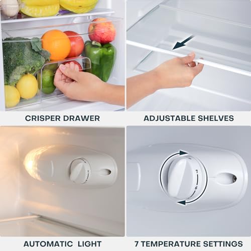 Upstreman 3.1 Cu.Ft Mini Fridge with Freezer, Double Door Mini Fridge, Adjustable Thermostat, Energy Saving, Mini Fridge for Office, Dorm,Bedroom, Stainless