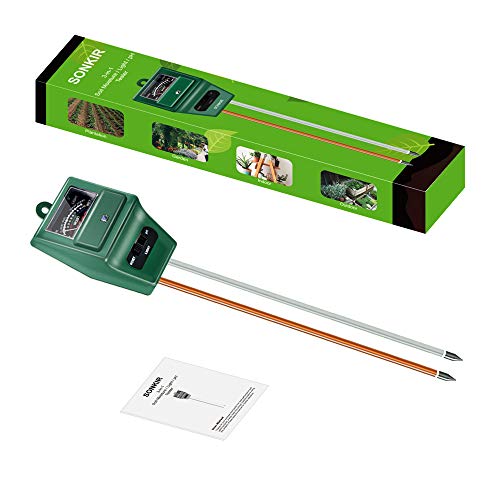 Soil pH Meter, MS02 3-in-1 Soil Moisture/Light/pH Tester Gardening Tool Kits for Plant Care, Great for Garden, Lawn, Farm, Indoor & Outdoor Use (Green)