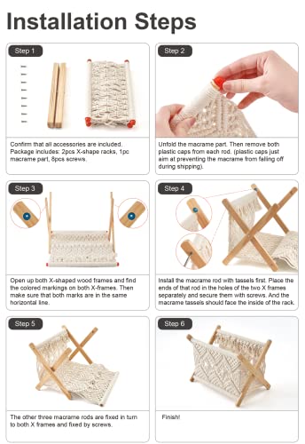 Mkono Macrame Magazine Rack Boho Storage Holder Standing Basket for Books, Newspapers, Swaddle Blanket, Dorm Essentials, Living Room, Bathroom, Office, Nursery, Home Decor, Small Size, 11.2”L x 7.5”W