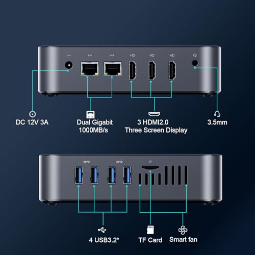 DreamQuest Mini Desktop Computer Windows 11 Pro Preinstalled, Intel 12th N95 (up to 3.4GHz) Mini Pc with 16GB RAM 512GB M.2 SSD, USB3.2, BT4.2,WiFi 5,4k HDMI, Gigabit Port for Business Home Office