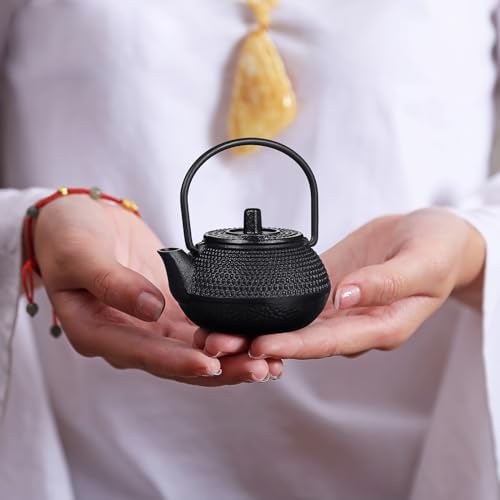 Alipis Iron Tea Kettle Tea Small Tea Kettle Cast Iron Teapot Dollhouse Furniture Model Tabletop Decoration, 2.83X2.75X1.69 in