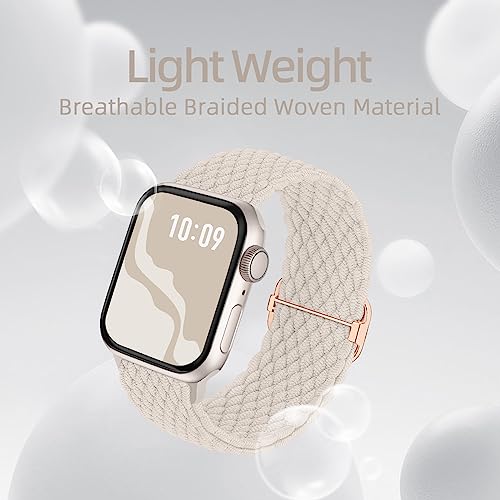 Braided Stretchy Solo Loop Compatible for Apple Watch Band 38mm 40mm 41mm 42mm 44mm 45mm 49mm for Women Men, Nylon Elastic Straps Wristbands for iWatch Series 9 8 7 6 SE 5 4 3 2 1 Ultra Ultra 2