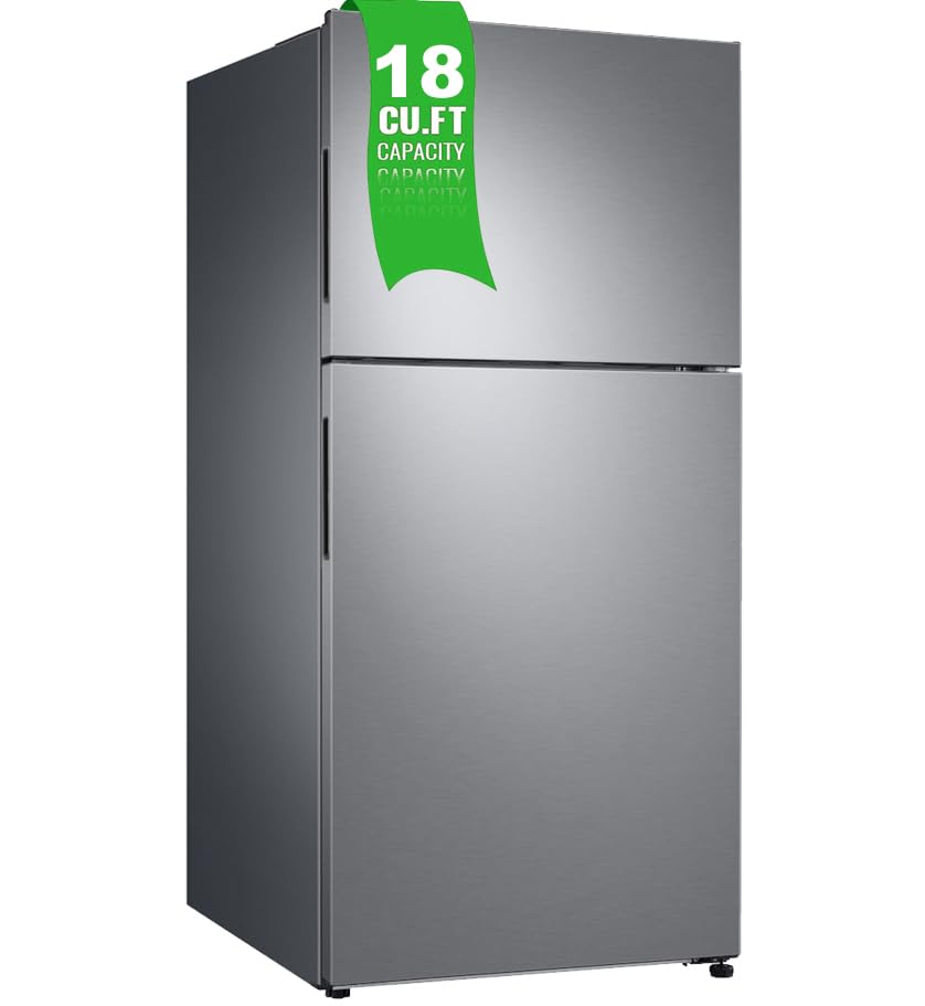 SMETA Stainless Steel Refrigerator, 18 Cu. Ft Garage Fridge with Top Freezer for Office, Home, Frost Free, Full Size with Led