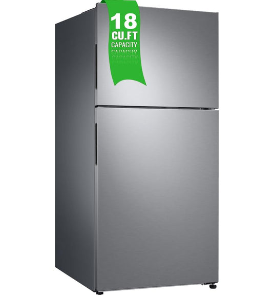SMETA Stainless Steel Refrigerator, 18 Cu. Ft Garage Fridge with Top Freezer for Office, Home, Frost Free, Full Size with Led