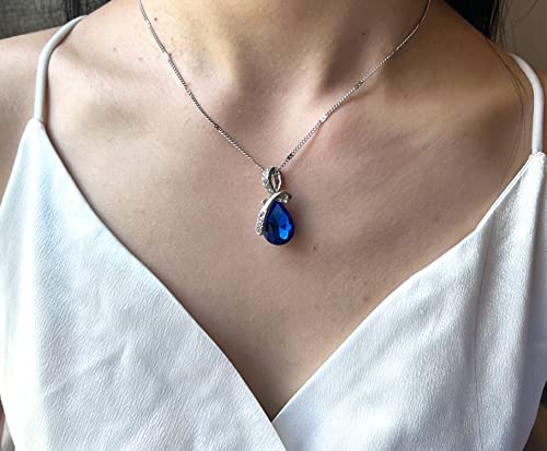 4 Pieces Fashion Teardrop Crystal Rhinstone Pendant Necklace Earring Bracelet Jewelry Set for Women Lady Wedding Birthday Party Prom Gifts