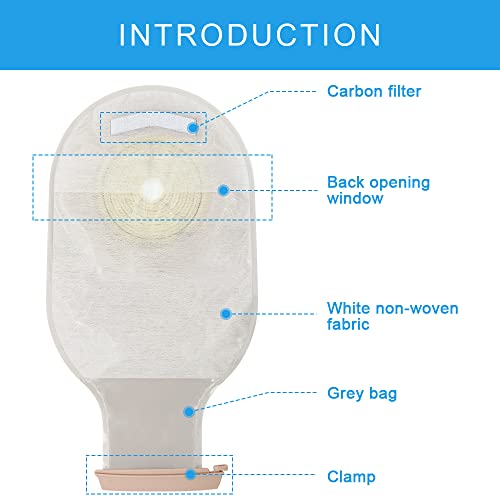 Colostomy Bags, 20Pcs Ostomy Supplies for Ileostomy Stoma Care, Ostomy Bag with Clamps, One Piece Drainable Colostomy Supplies Max Cut 70mm