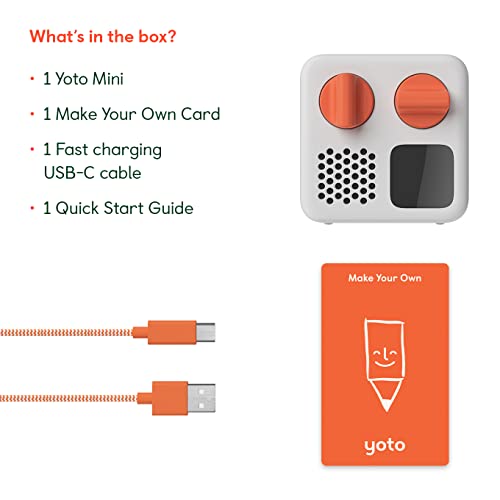 Yoto Mini (2024 Edition) + Make Your Own Card – Kids Screen-Free Bluetooth Audio Player, All-in-1 Travel Device Plays Stories Music Podcast Radio Ok-to-Wake Clock, Use as Speaker or with Headphones