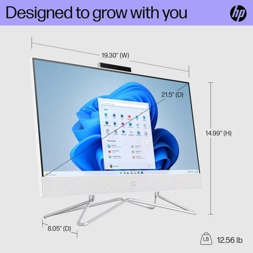 HP Newest All-in-One Desktop, 21.5" FHD Display, 12GB RAM, 1TB Storage (512GB SSD with P500 500GB External SSD), Intel Dual-Core Processor, Webcam, HDMI, Bluetooth, Mouse and Keyboard, Windows 11