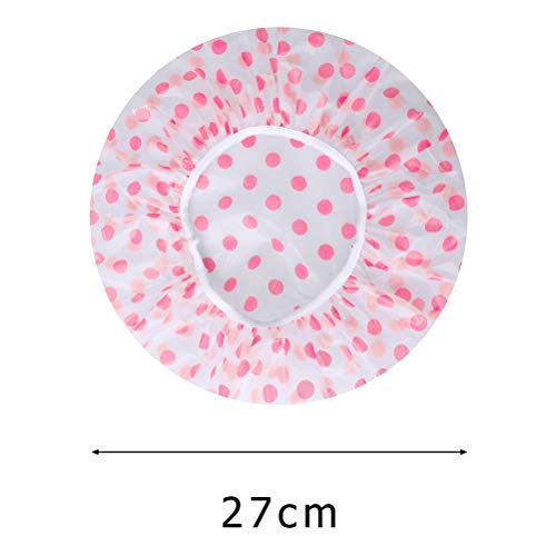 Shower Caps, 3 Pcs Waterproof Bath Caps Plastic Reusable Shower Caps Elastic Band Bath Hair Hat for Women Ladies Spa Salon