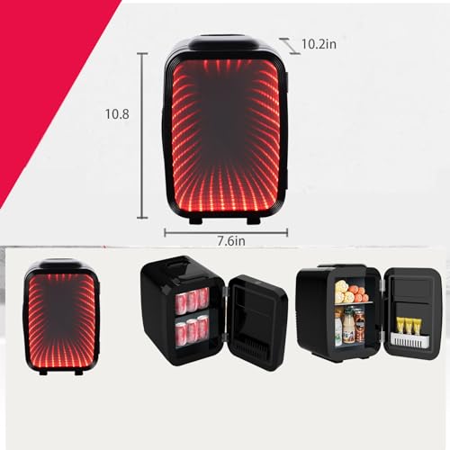 Personal Mini Fridge Skincare Fridge with 7 Adjustable Lighting Options Desk Fridge Compact Refrigerators for Food, Drinks, Skin Care, Cosmetics Small Fridge
