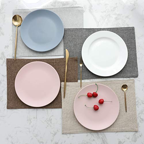 Home Brilliant Placemats Set of 4 Heat Resistant Dining Table Place Mats Plate Mat Cloth Placemats Summer Kitchen Table Mats Indoor Outdoor, Light Linen