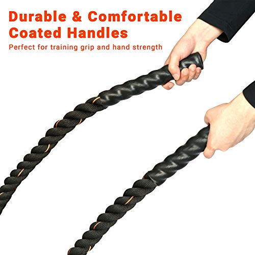 Battle Ropes with Anchor Kit, Perfect Workout Ropes for Home Gym or Outdoor. Poly Dacron Exercise Rope for Professional, 30 ft x 1.5