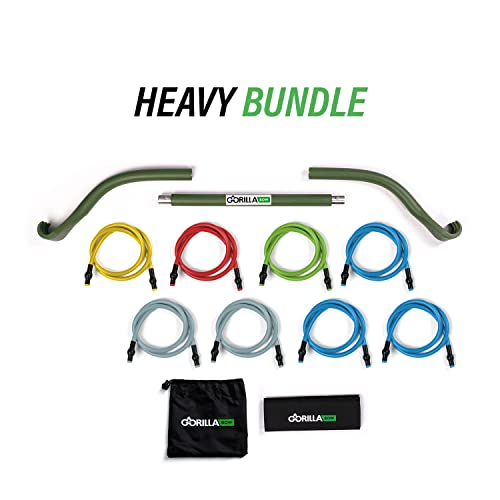 Travel Gorilla Bow Portable Home Gym Resistance Bands and Bar System for Fitness, Weightlifting and Exercise Kit, Full Body Workout Equipment Set