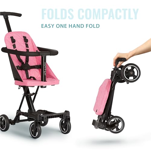 Lightweight and Compact Coast Rider Stroller with One Hand Easy Fold, Adjustable Handles and Soft Ride Wheels, Pink, 365-PINK