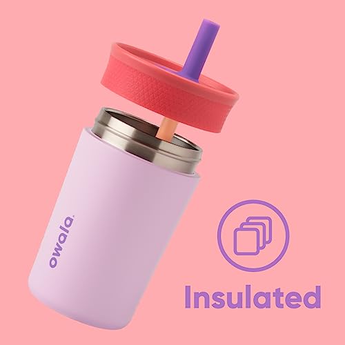 Owala Kids FreeSip 16oz Insulated Water Bottle and 12oz Insulated Tumbler Bundle with Straws, Spill Resistant Lids, BPA-Free