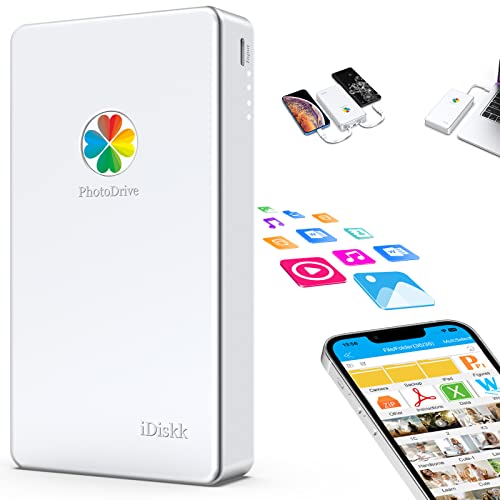 iDiskk 1TB App-le Certified Phone Memory External Hard Drive for iPhone, iPad, MacBook,Compatible with iOS & Android, Store Photos, Videos, Music, Documents for All Devices