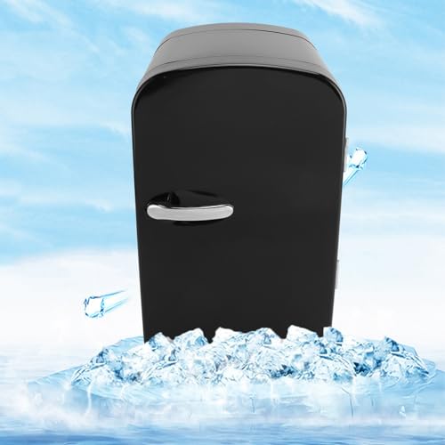 Mini Portable Compact Personal Fridge Cools & Heats, 6 Liter Capacity Compact Mini Refrigerators for Food, Drinks, SkinCare, Office Desk(US Plug AC 110V)