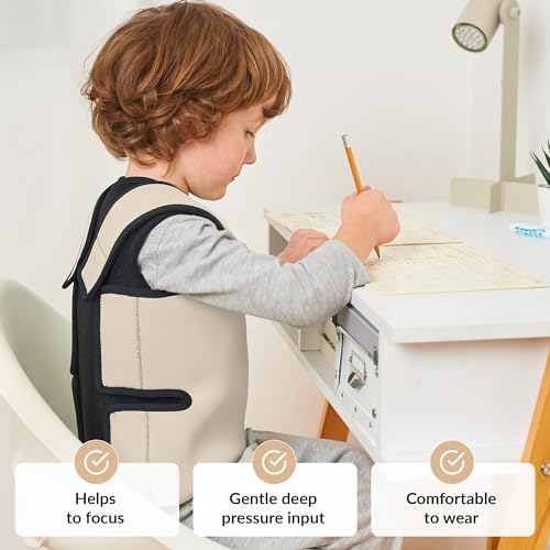 Compression Vest for Kids | Provide Deep Pressure Comfort | ADHD Tools for Kids | Autism Sensory Clothing | Comfortable Design | Compression Shirt Kids | Ensure a Secure Feeling Beige