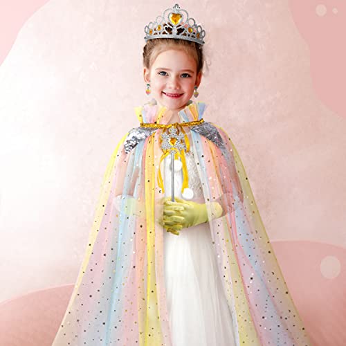 Meland Princess Dress up Clothes for Little Girl, 11Pcs Princess Cape with Crown, Princess Dresses for Girl 3-8 Birthday Gift