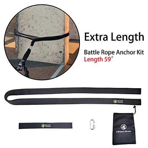 J Bryant Fitness Extra Length Outdoor Battle Rope Anchor Strap Kit Accessories Sport for Rope Easy Setup Home Gym Muscle Workout Equipment | 19" | 31" | 59" Length