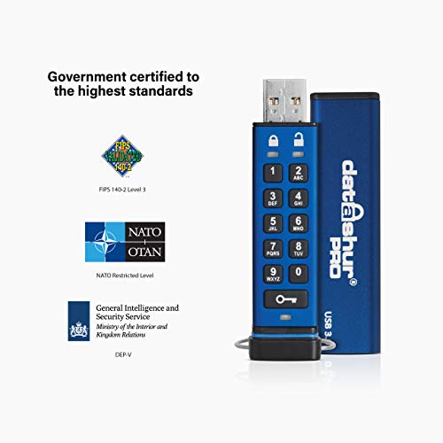 iStorage datAshur PRO 32 GB | Encrypted USB Memory Stick | FIPS 140-2 Level 3 Certified | Password protected | Dust/Water Resistant | IS-FL-DA3-256-32